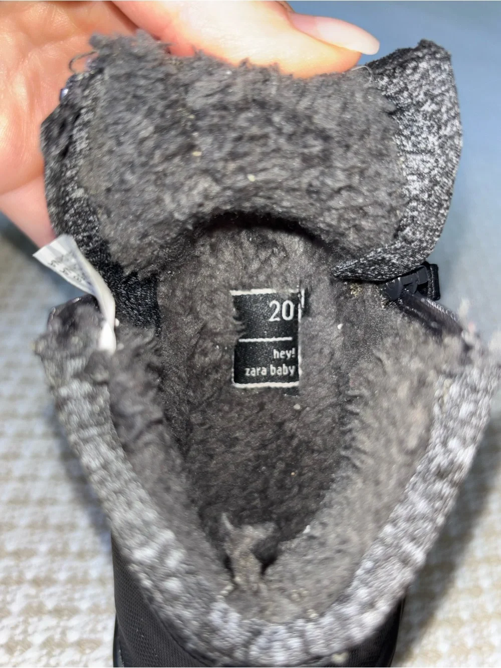 Zara Baby Black Faux Fur Lined Ankle Boots EU 20